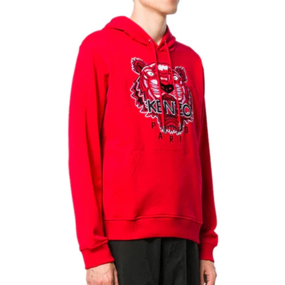 Kenzo Embroidered Tiger Head Red Hoodie - Picture 3 of 7